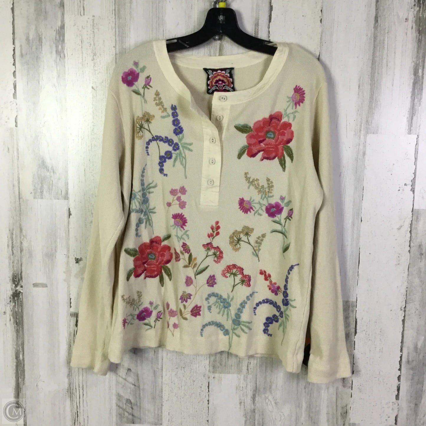 Top Long Sleeve By Johnny Was In Cream, Size: L