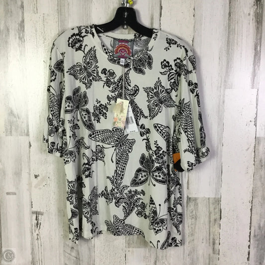 Top Short Sleeve Basic By Johnny Was In Black & Grey, Size: Xxl