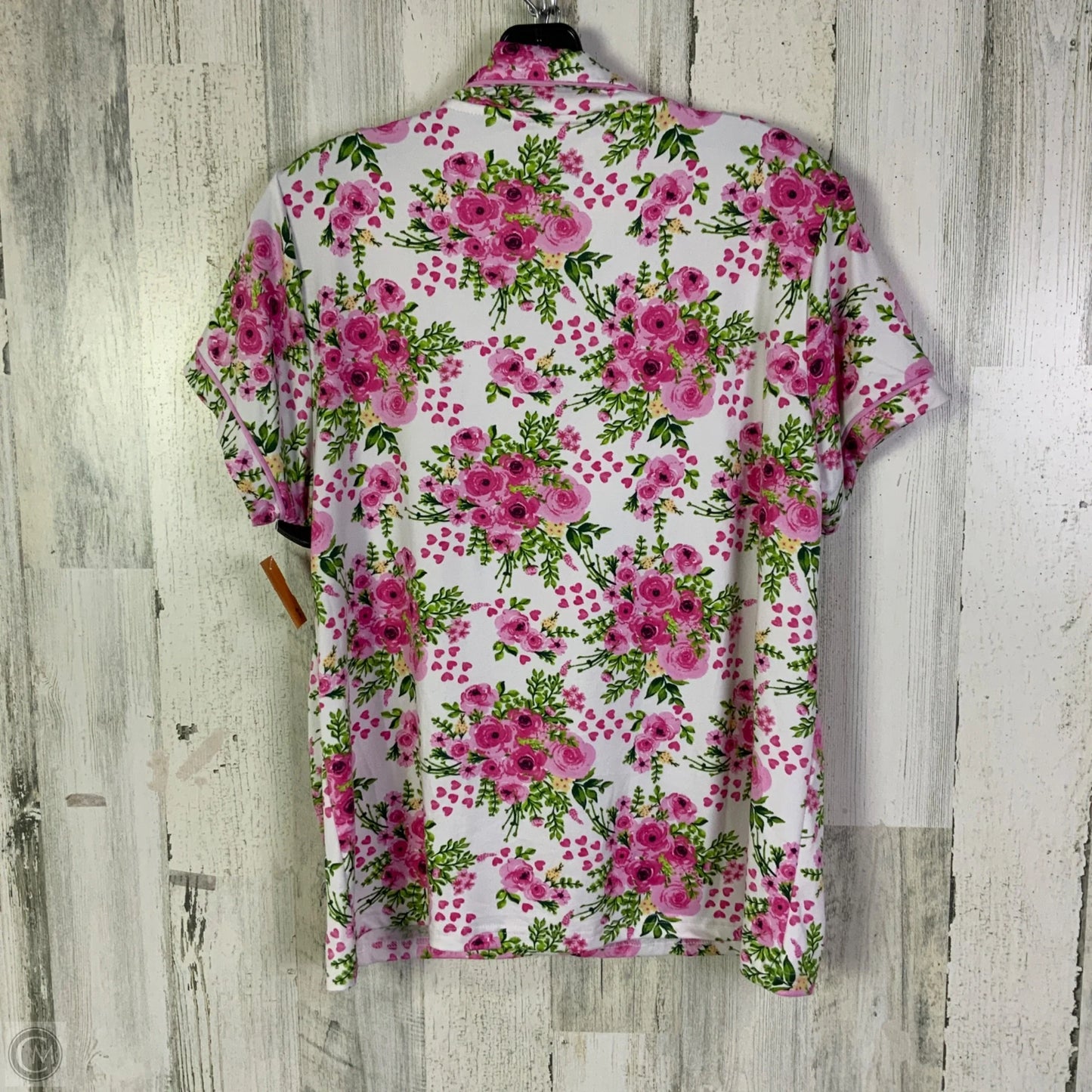Pajamas 2pc By Tahari In Pink & White, Size: L