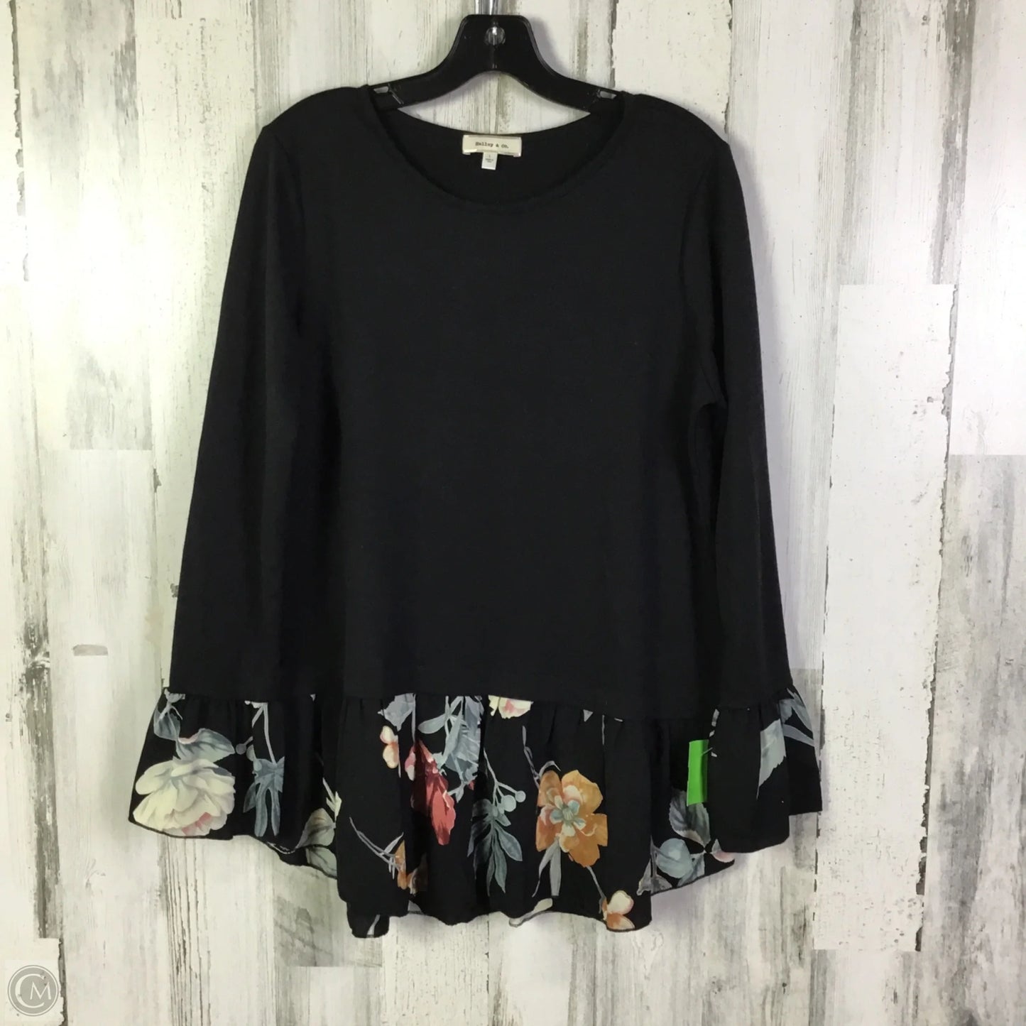 Top Long Sleeve By Hailey & Co In Black, Size: L