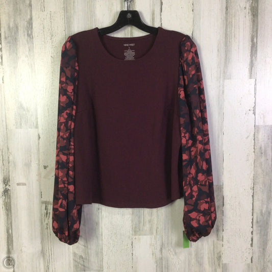 Top Long Sleeve By Nine West In Maroon, Size: L