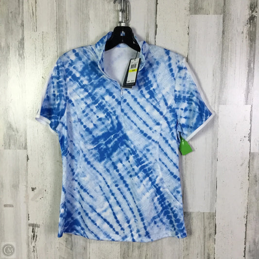 Athletic Top Short Sleeve By Callaway In Blue & White, Size: M