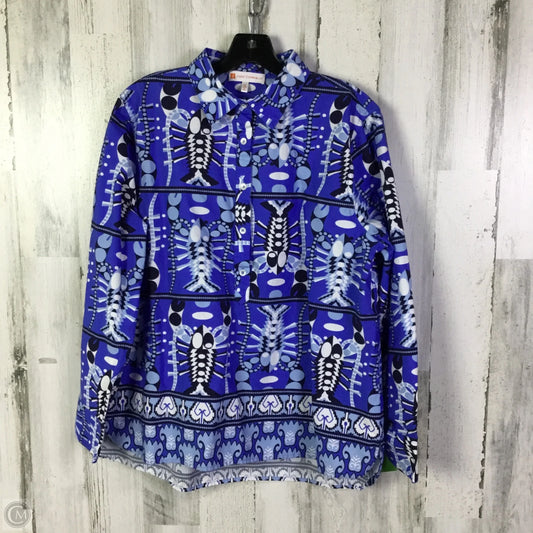 Blouse Long Sleeve By Jude Connally In Blue & White, Size: Xl