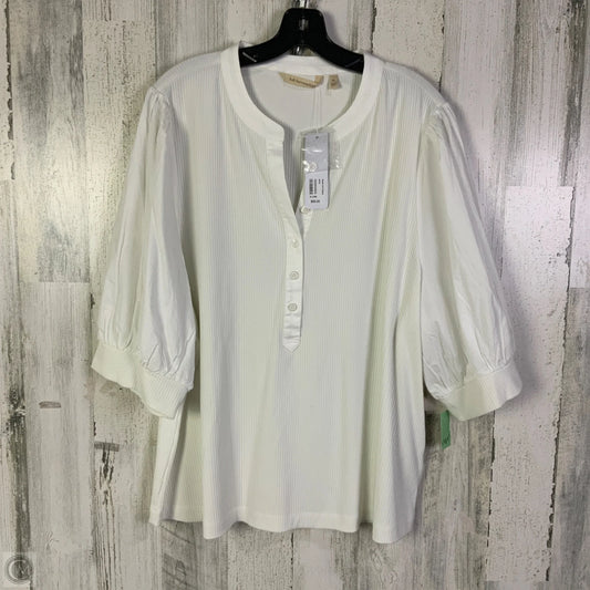 Top Short Sleeve By Soft Surroundings In White, Size: 3x