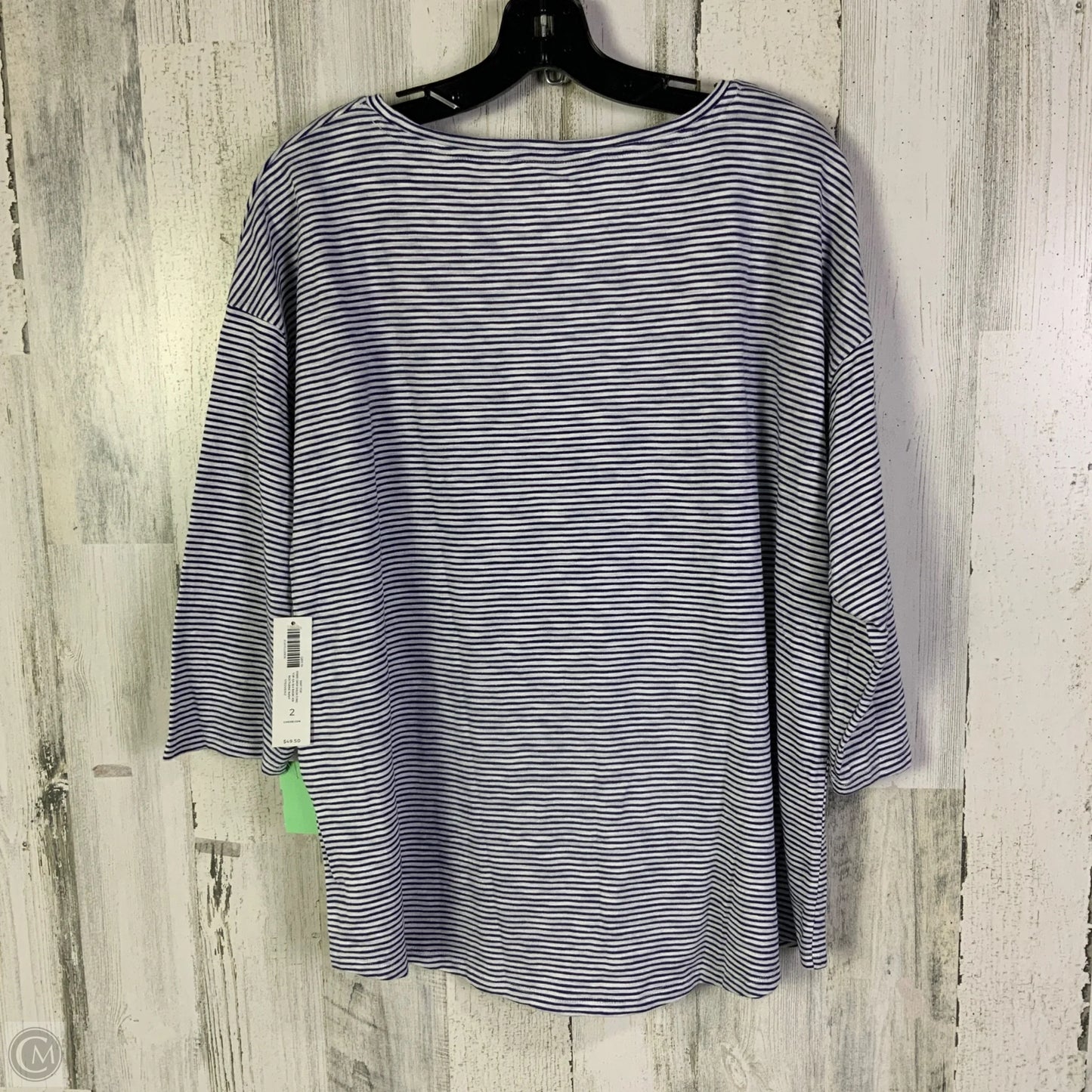 Top 3/4 Sleeve Basic By Chicos In Blue & White, Size: L