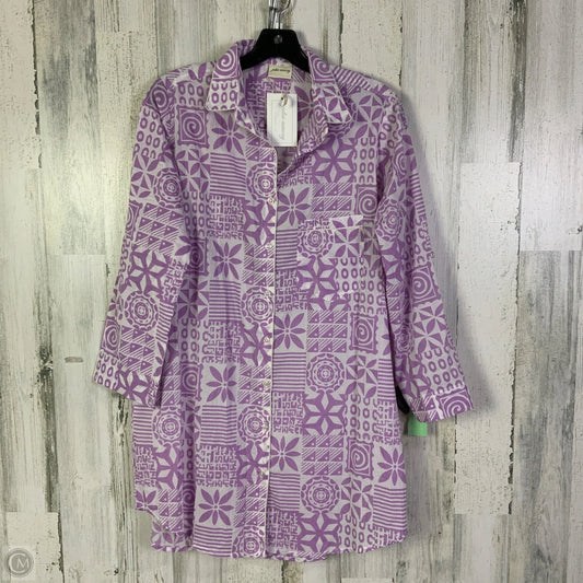 Tunic Long Sleeve By Cma In Purple & White, Size: M