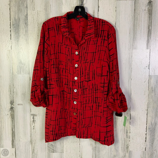 Blouse Long Sleeve By John Mark In Black & Red, Size: S