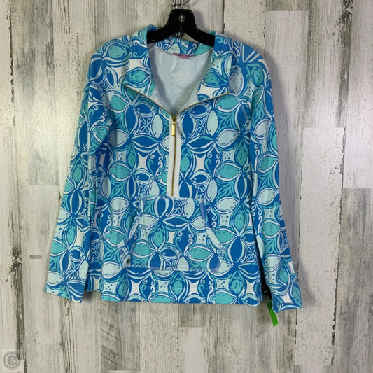 Top Long Sleeve Designer By Lilly Pulitzer In Blue & White, Size: M
