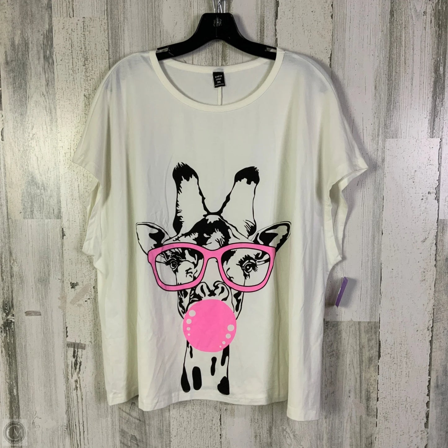 Top Short Sleeve Basic By Shein In White, Size: 3x
