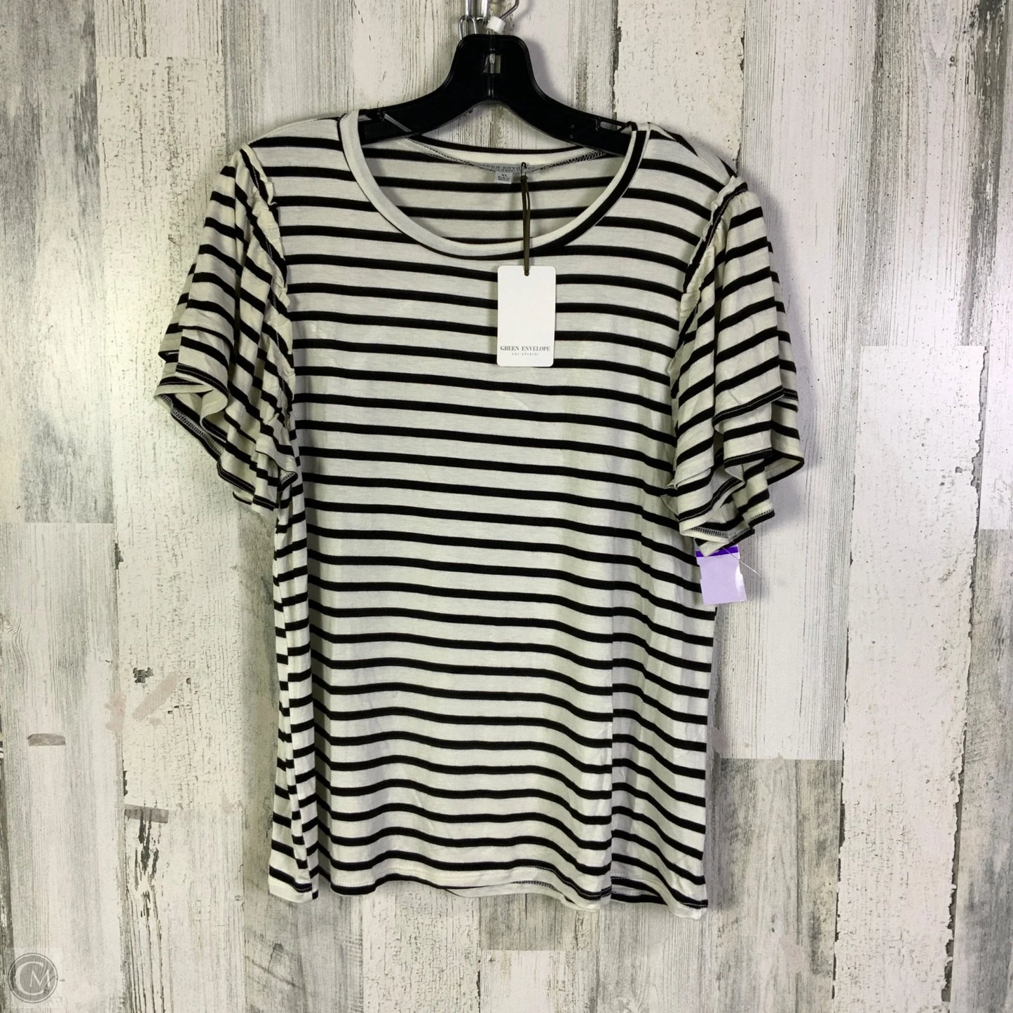 Top Short Sleeve By Green Envelope In Black & Cream, Size: Xl