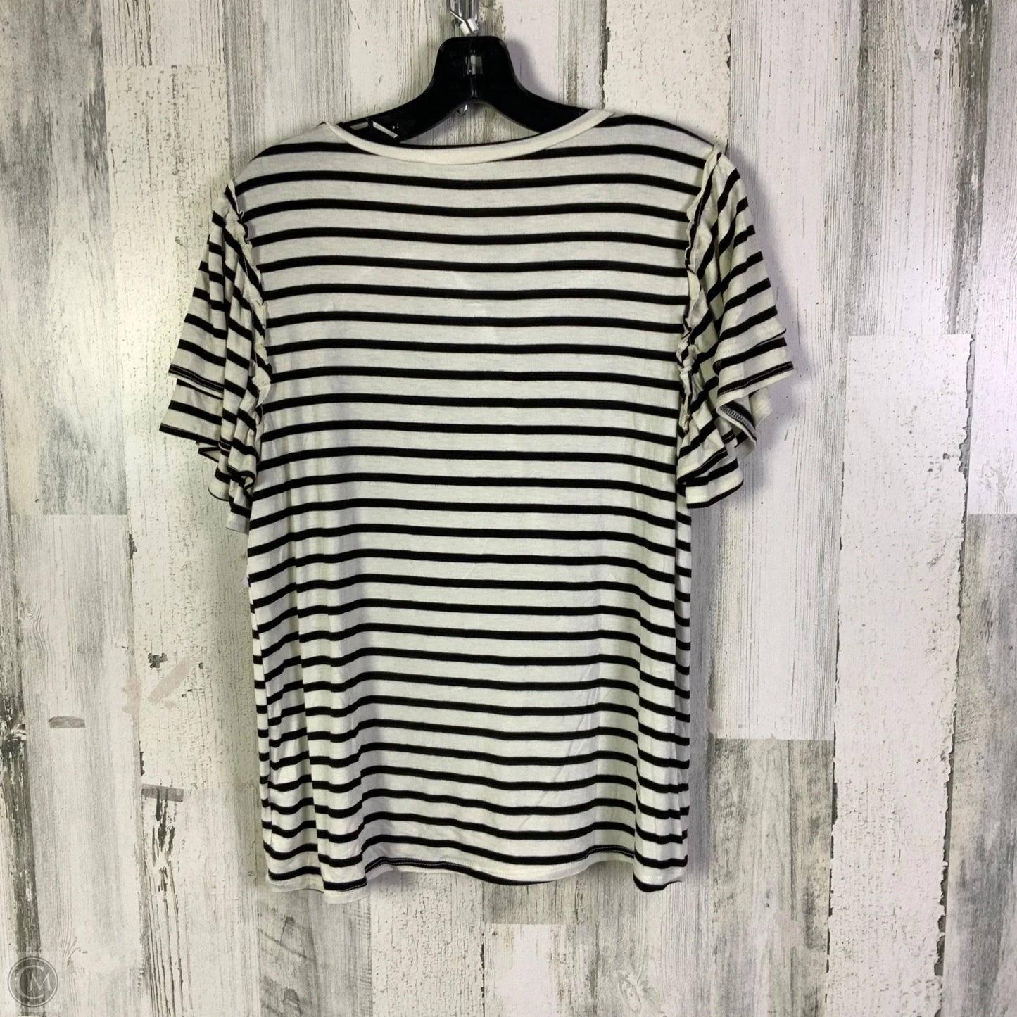 Top Short Sleeve By Green Envelope In Black & Cream, Size: Xl