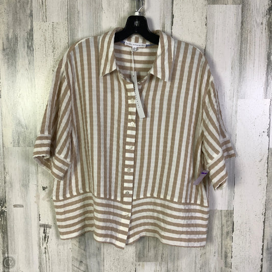 Top Short Sleeve By Jane And Delancey In Tan & White, Size: Xl