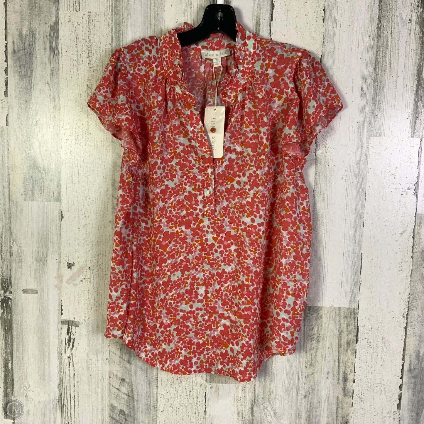 Blouse Short Sleeve By Clothes Mentor In Pink, Size: Xl