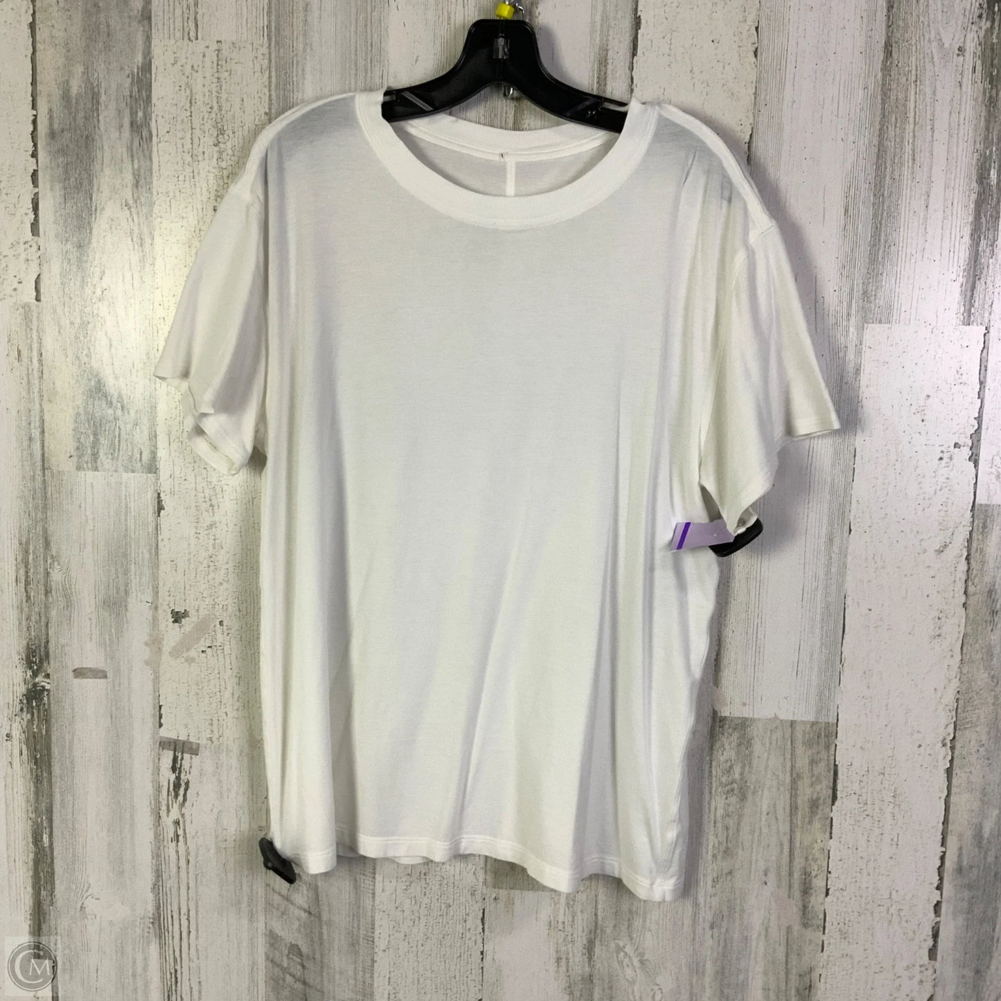 Athletic Top Short Sleeve By Lululemon In White, Size: L