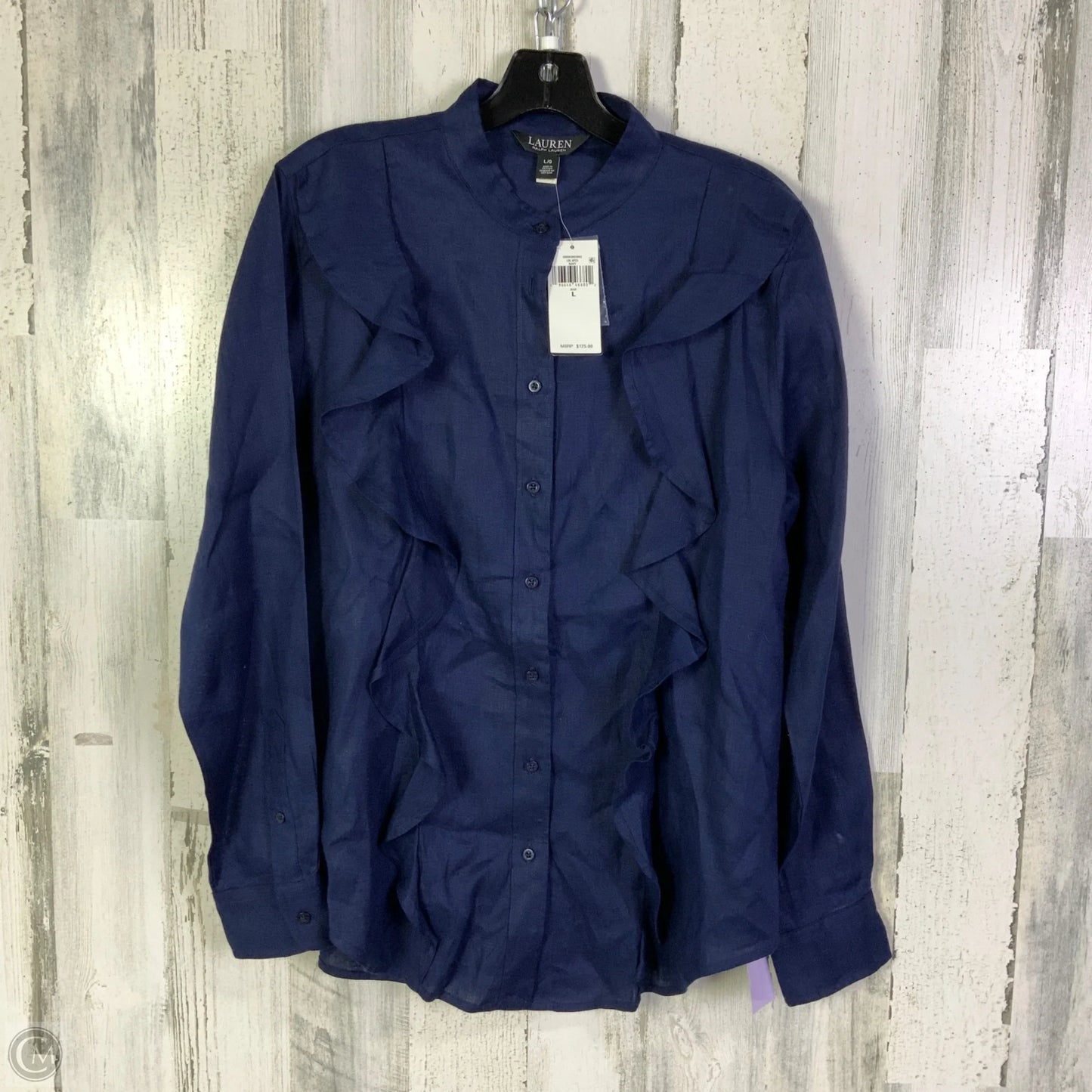 Top Long Sleeve By Lauren By Ralph Lauren In Navy, Size: L