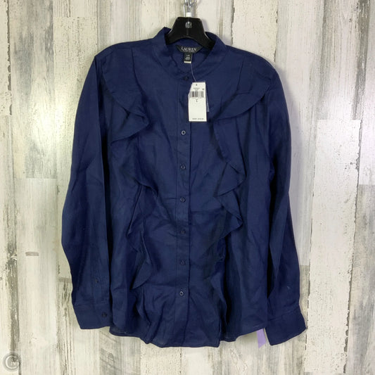 Top Long Sleeve By Lauren By Ralph Lauren In Navy, Size: L