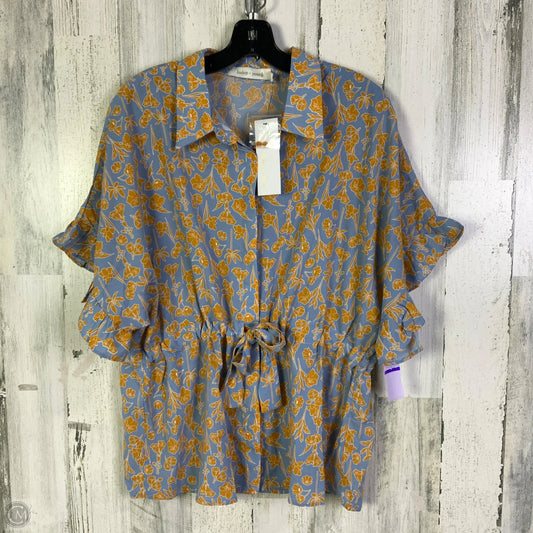 Blouse Short Sleeve By Bishop + Young In Blue & Yellow, Size: M