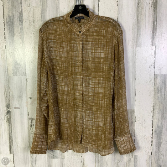 Blouse Long Sleeve By Rag And Bone In Tan & White, Size: L