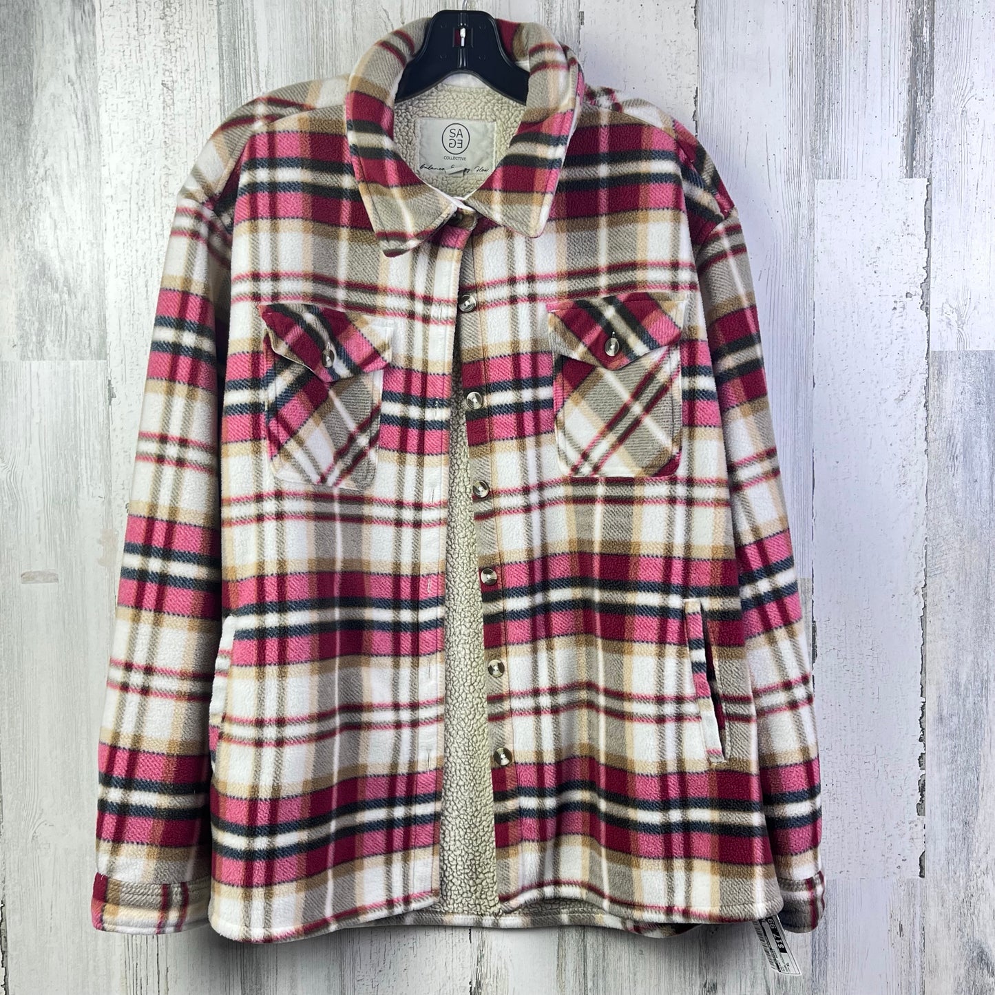 Jacket Shirt By Clothes Mentor In Red, Size: Xl