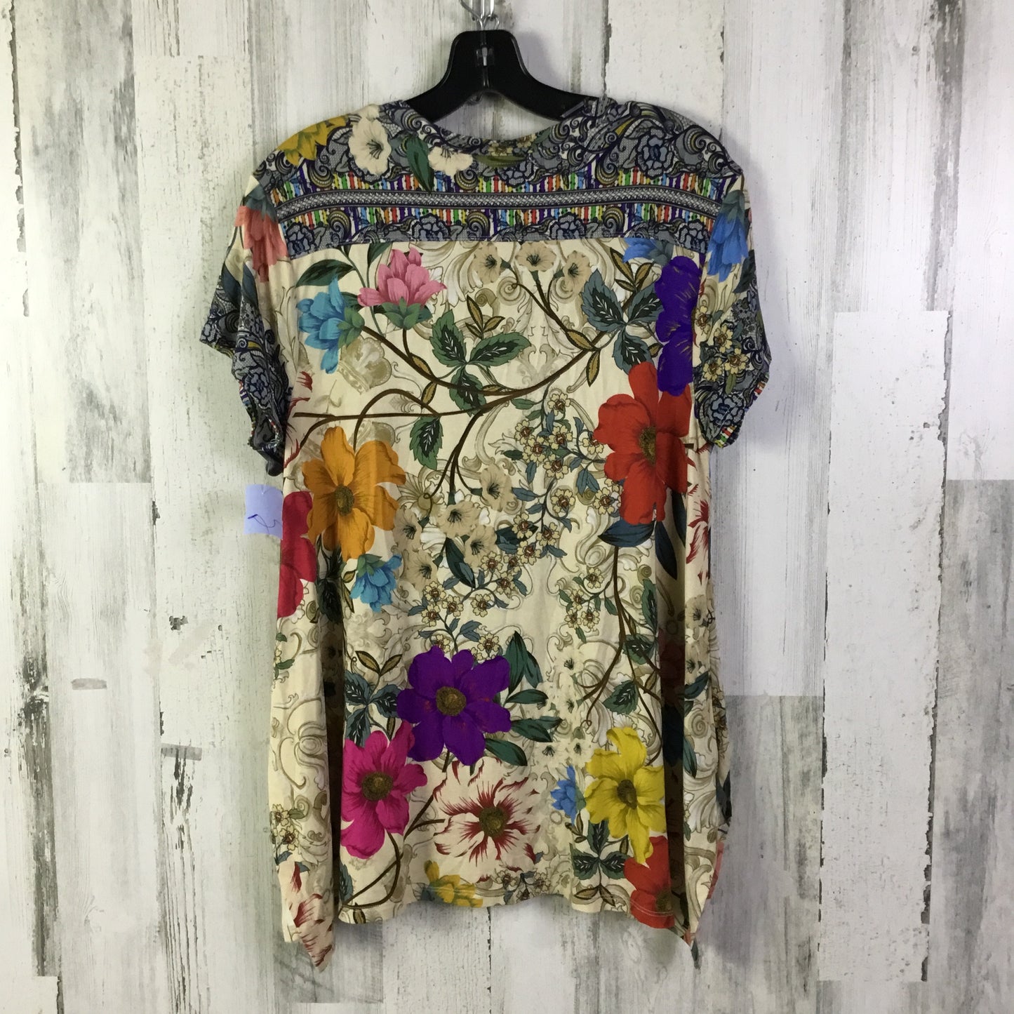 Top Short Sleeve By Johnny Was In Floral Print, Size: M