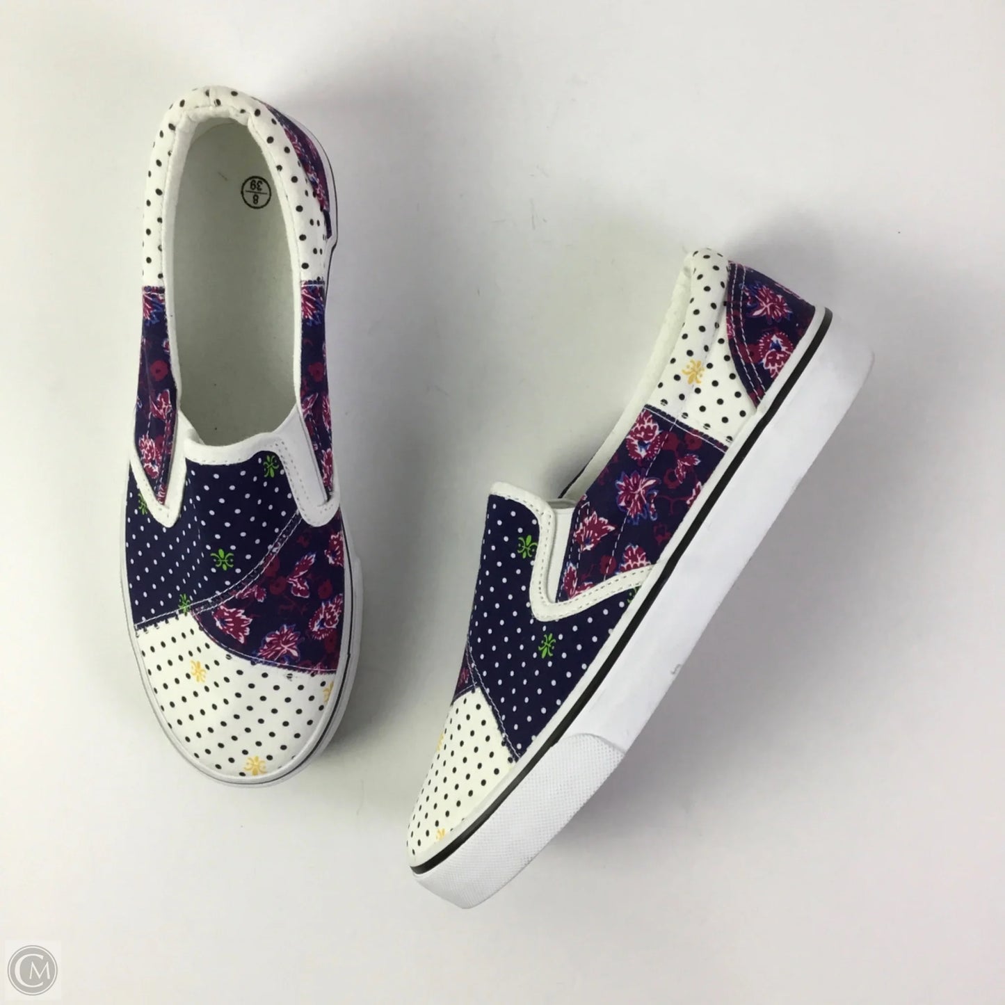 Shoes Flats By Clothes Mentor In Blue & White, Size: 8