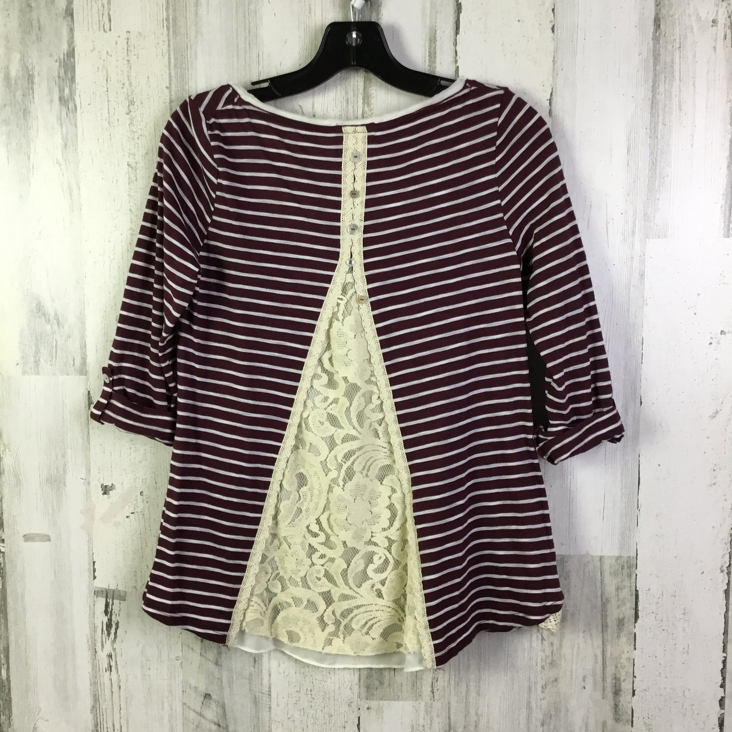 Top 3/4 Sleeve By Meadow Rue In Maroon, Size: S