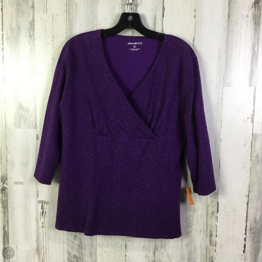Top 3/4 Sleeve By Eddie Bauer In Purple, Size: Xl