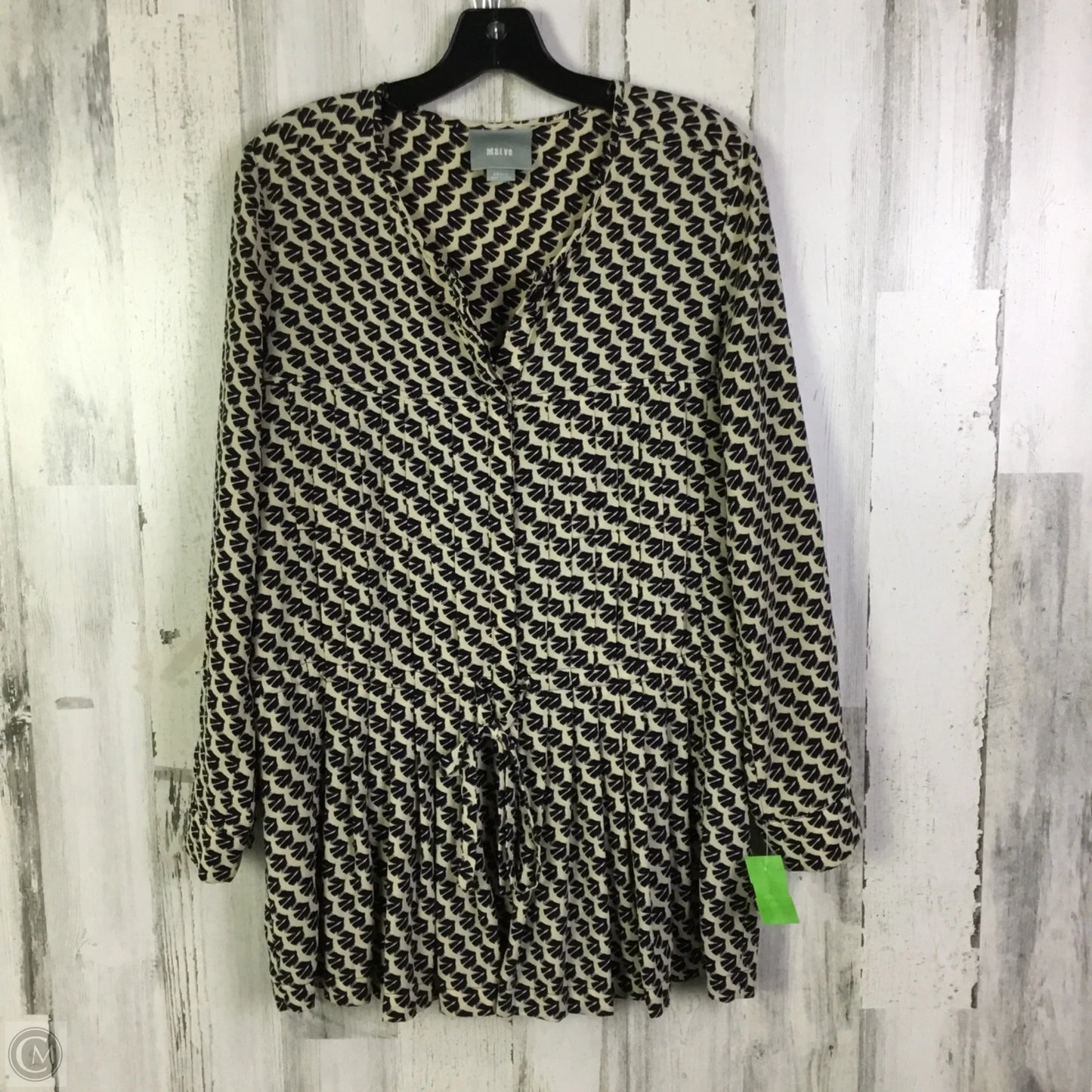 Top Long Sleeve By Maeve In Black & Cream, Size: S