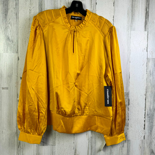 Blouse Long Sleeve By Karl Lagerfeld In Yellow, Size: L