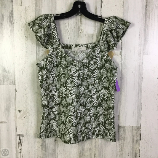 Top Sleeveless By Loft In Green & White, Size: S