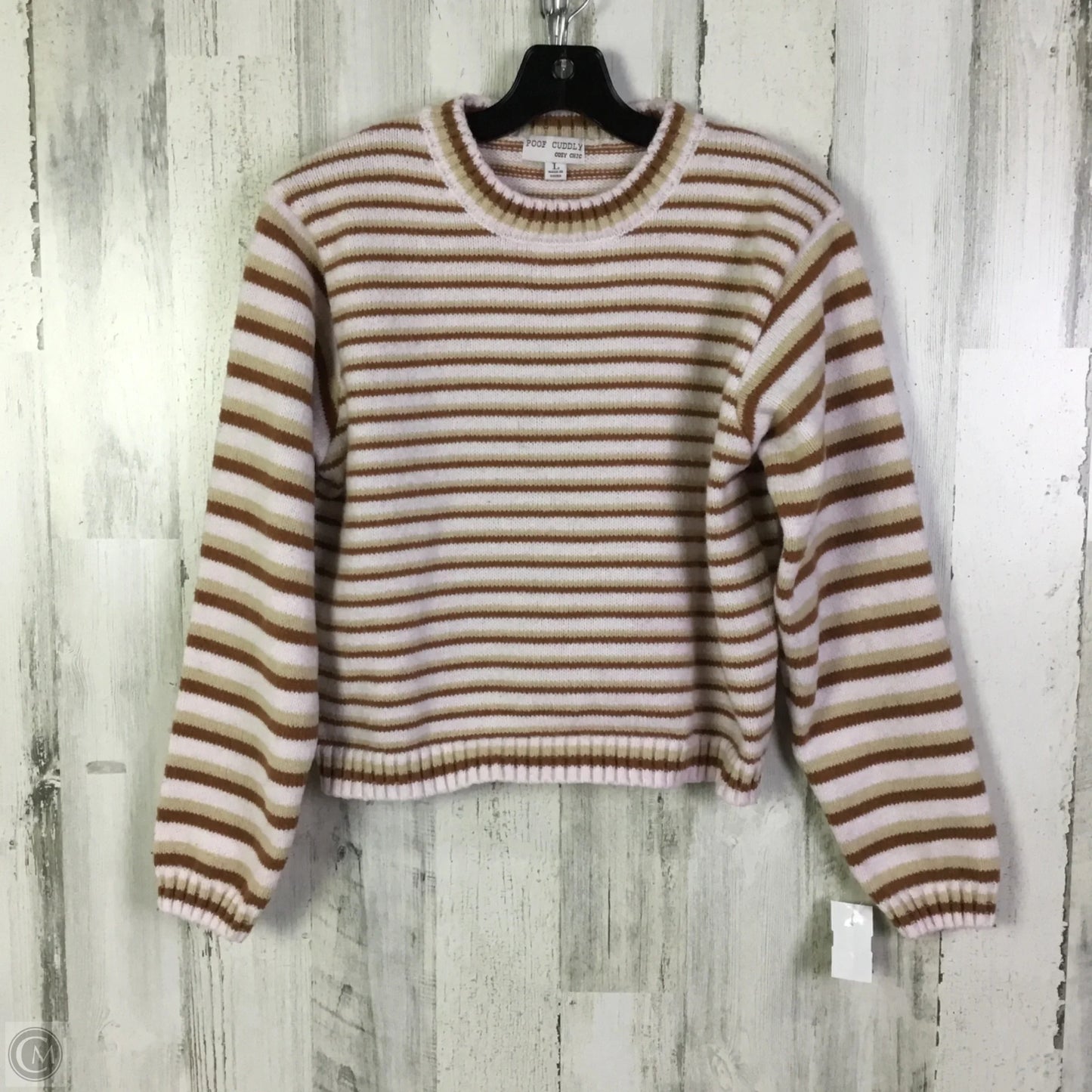 Sweater By Poof In Brown & Pink, Size: L