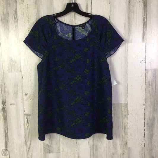 Blouse Short Sleeve By Ann Taylor In Blue & Green, Size: L