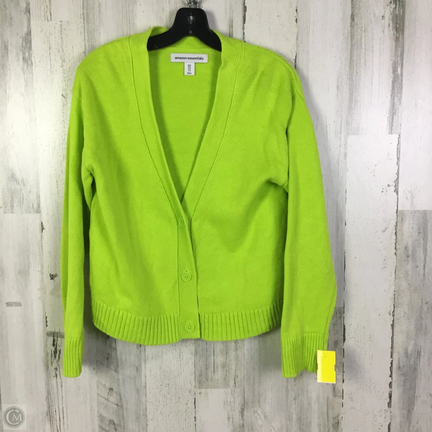 Sweater Cardigan By Amazon Essentials In Chartreuse, Size: M
