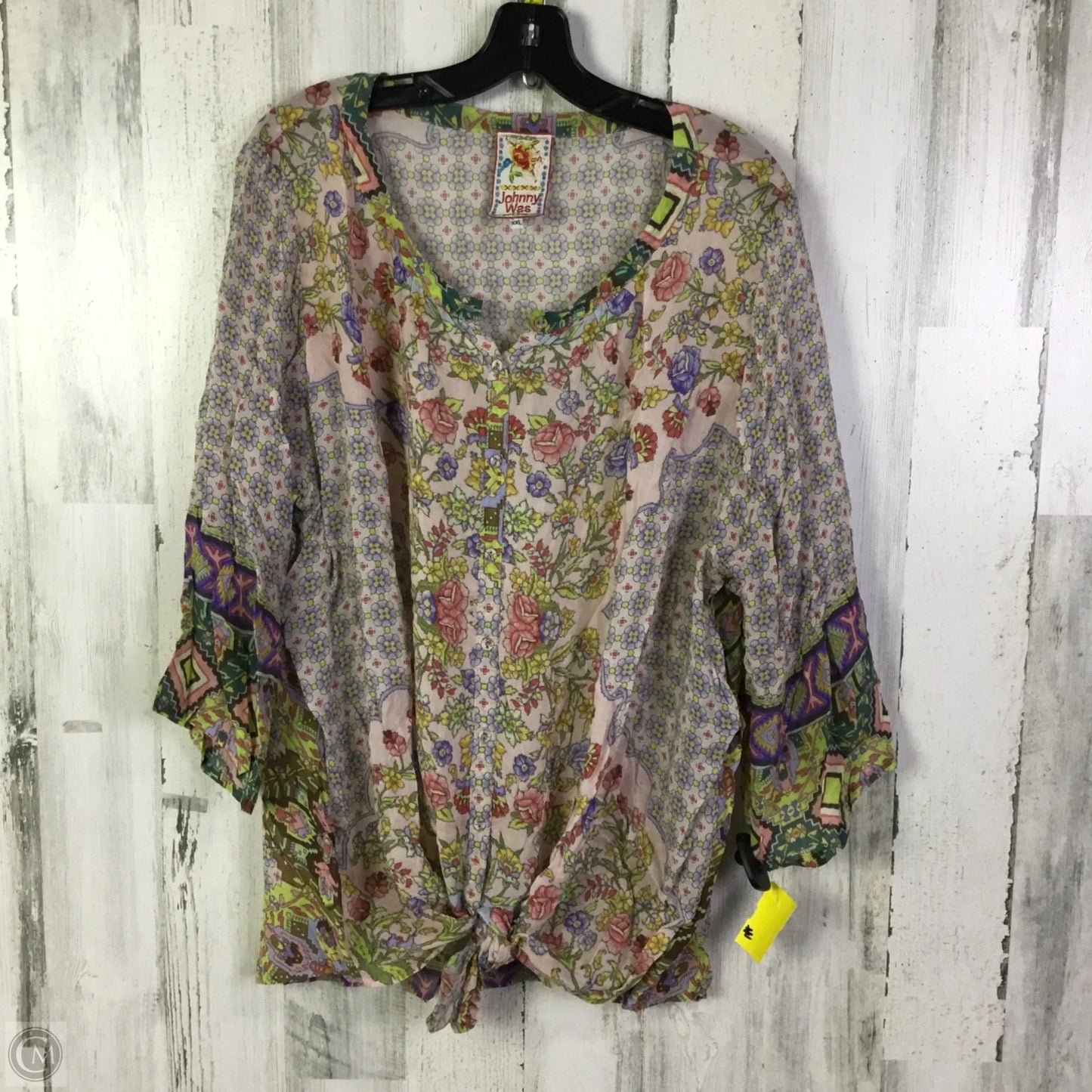 Top 3/4 Sleeve By Johnny Was In Multi-colored, Size: Xxl