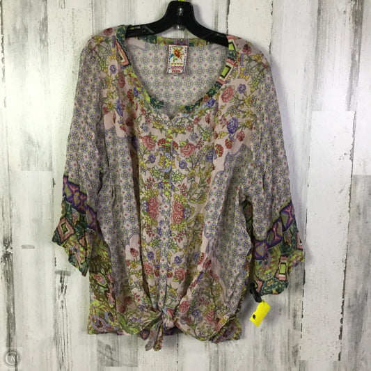 Top 3/4 Sleeve By Johnny Was In Multi-colored, Size: Xxl