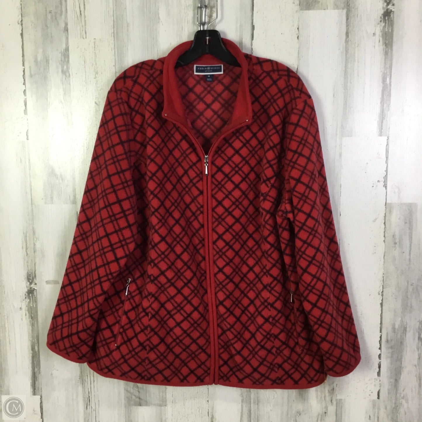 Jacket Fleece By Karen Scott In Red, Size: 1x