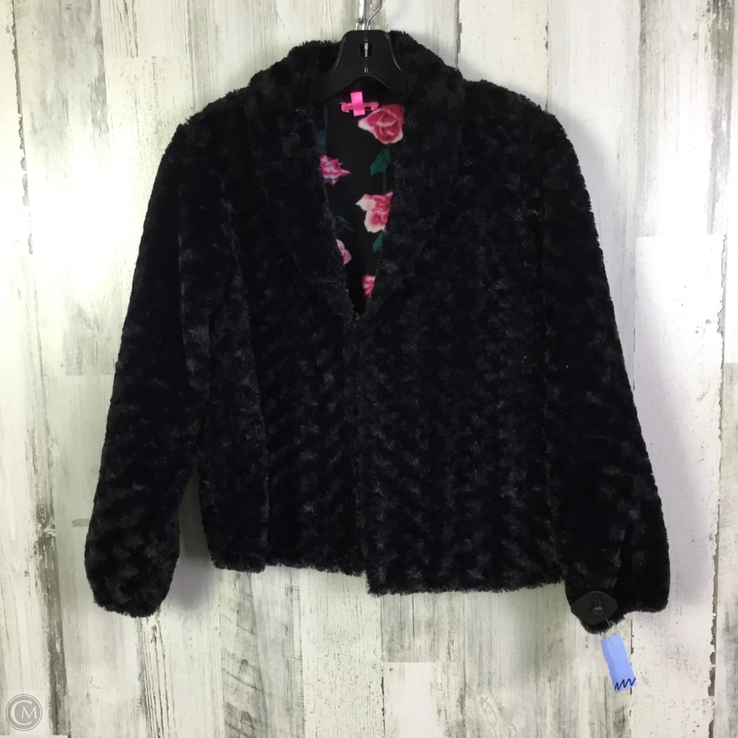 Jacket Faux Fur & Sherpa By Betsey Johnson In Black, Size: S