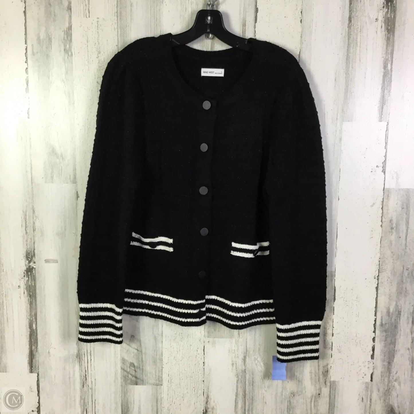 Sweater Cardigan By Nine West In Black, Size: L