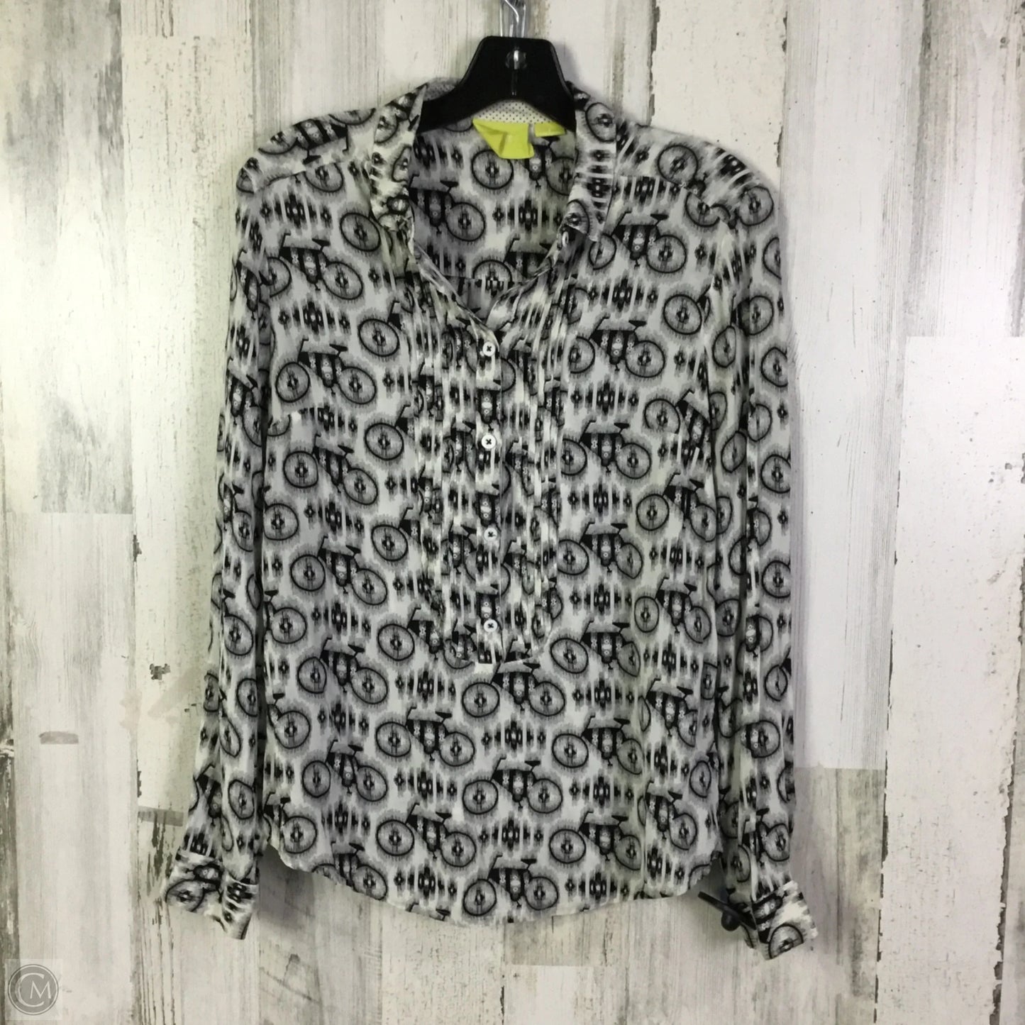 Blouse Long Sleeve By Maeve In Black & White, Size: S