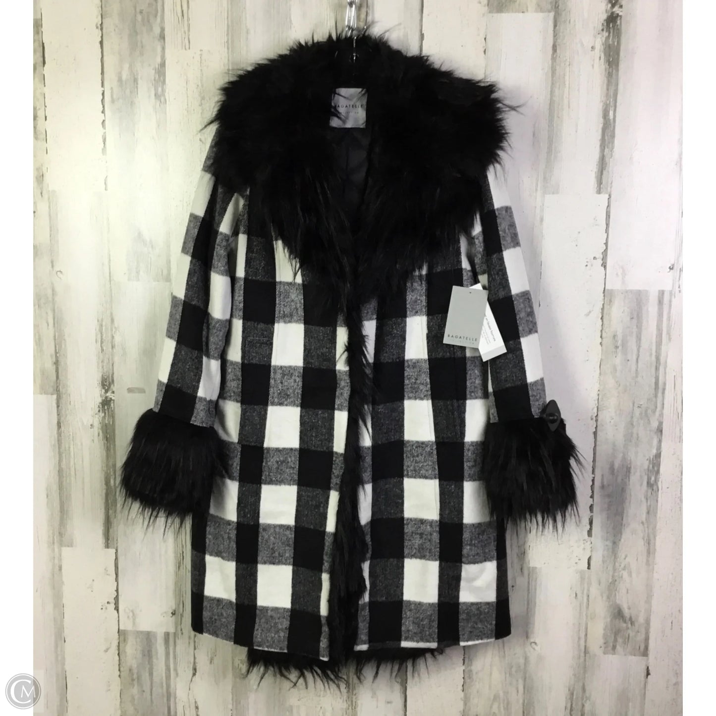 Coat Faux Fur & Sherpa By Bagatelle In Black & White, Size: S