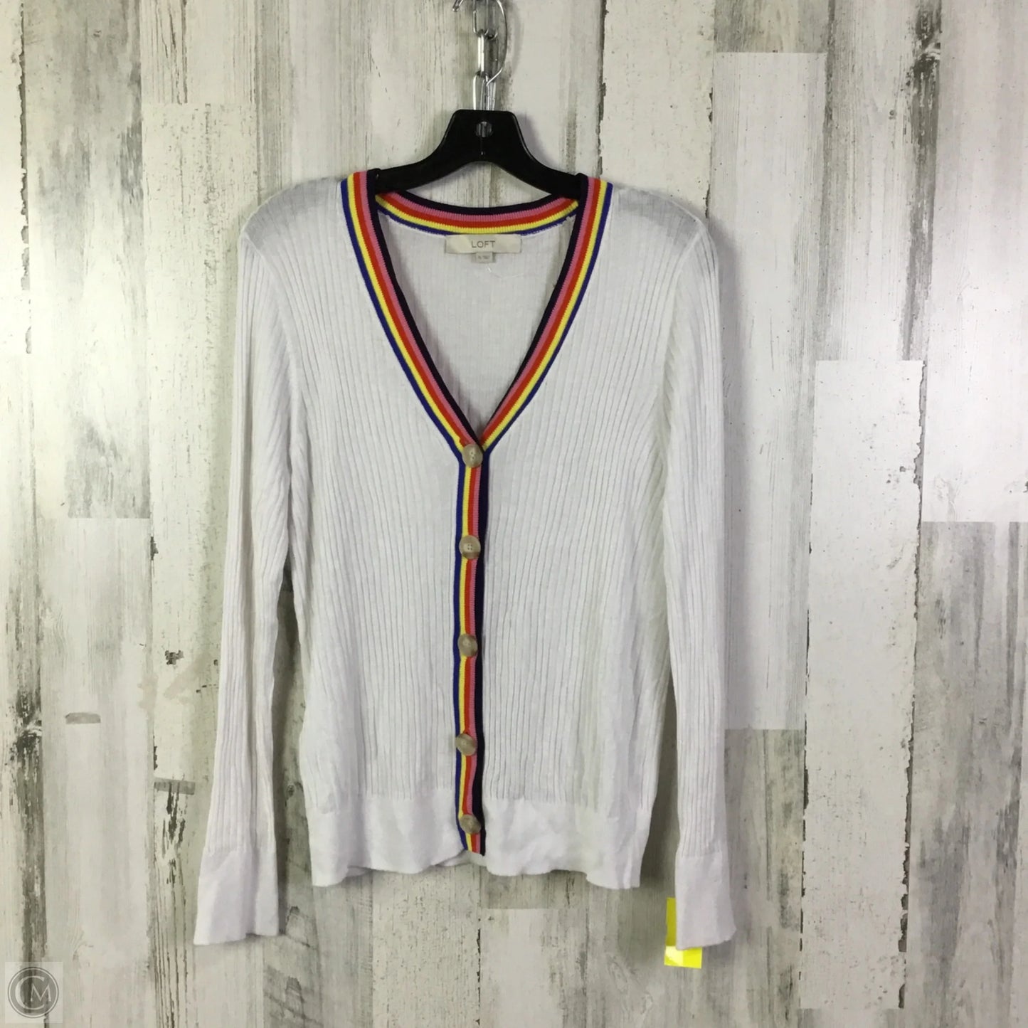 Sweater Cardigan By Loft In White, Size: Xl