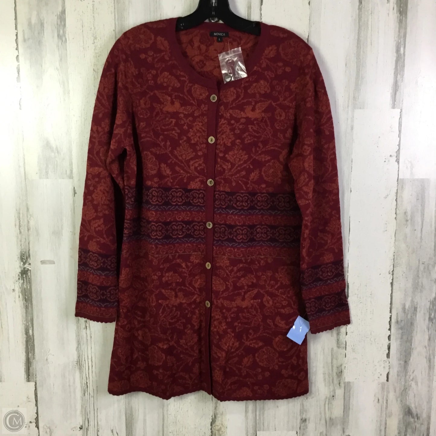 Sweater Cardigan By Clothes Mentor In Red, Size: L