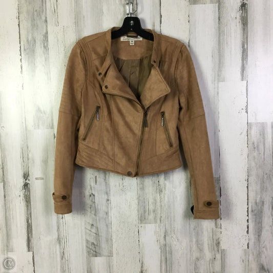 Jacket Moto By Clothes Mentor In Tan, Size: M