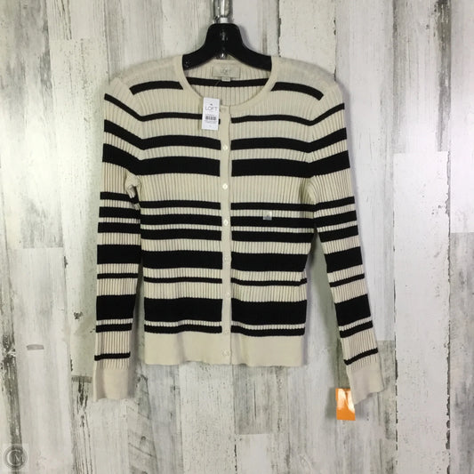 Sweater Cardigan By Loft In Black & Cream, Size: S
