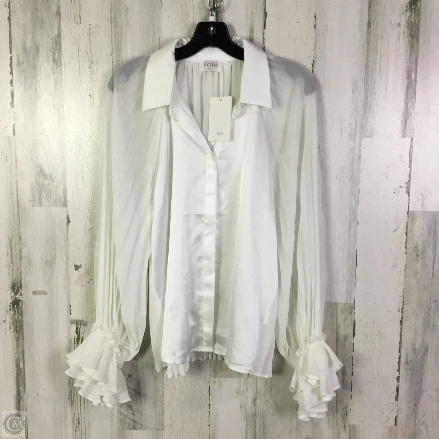 Blouse Long Sleeve By Fate In White, Size: S