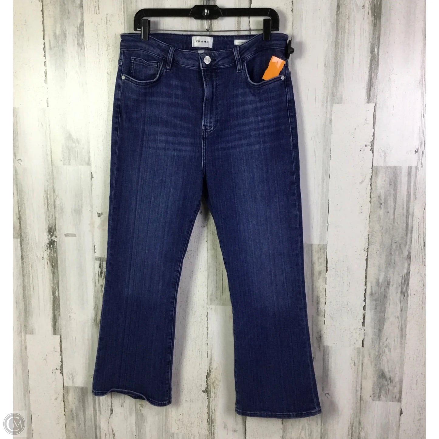 Jeans Straight By Frame In Blue Denim, Size: 14
