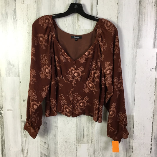 Blouse Long Sleeve By Madewell In Orange, Size: L