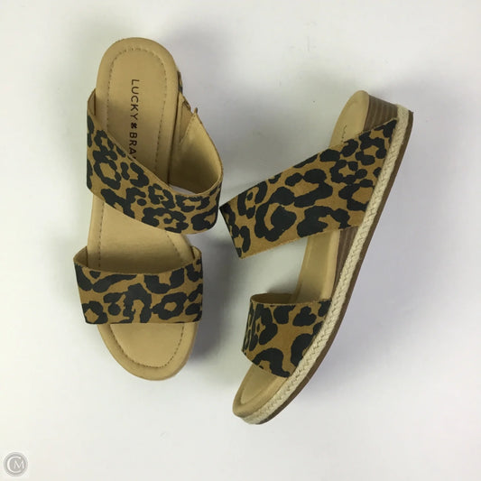 Sandals Heels Wedge By Lucky Brand In Animal Print, Size: 7.5