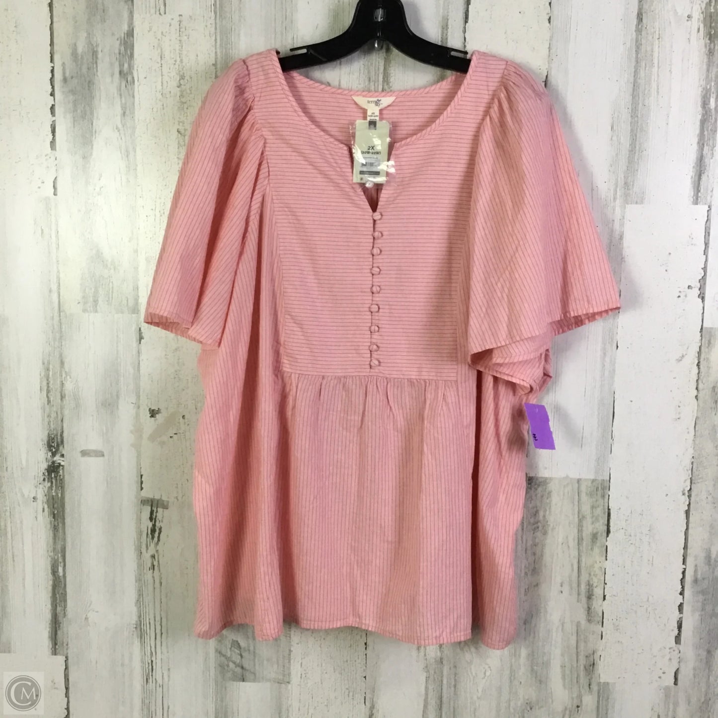 Top Short Sleeve By Terra & Sky In Pink, Size: 2x