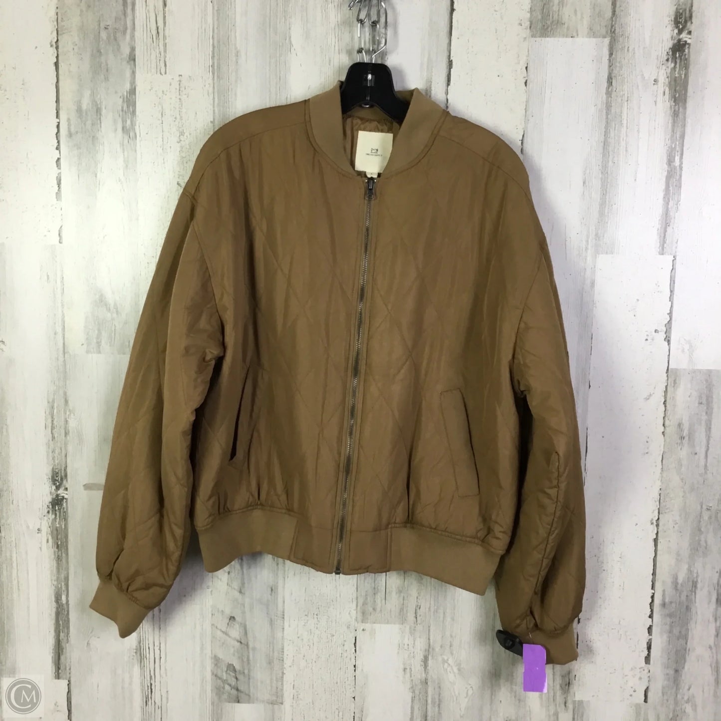 Jacket Puffer & Quilted By Thread And Supply In Tan, Size: L